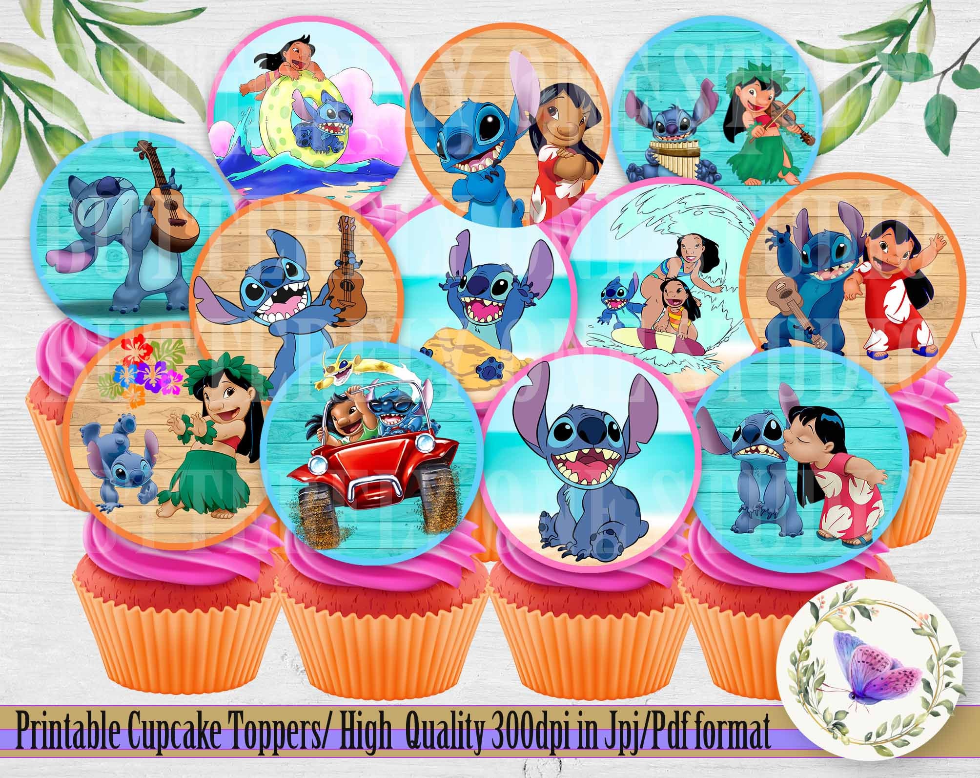 Lilo and Stitch cupcake toppers. Stitch party cupcake toppers. Stitch  cupcake toppers.