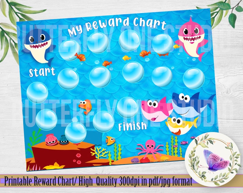 Printable Baby Shark Reward Chart Potty Training Baby