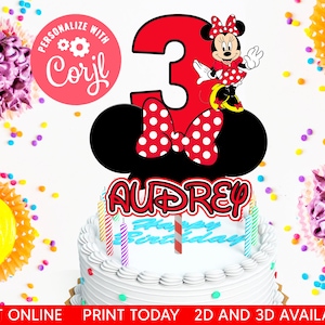Printable Minnie Mouse Cake Topper Minnie Cake Topper Minnie Mouse Birthday Party Printable Cake Topper Stitch Party Decor Printables