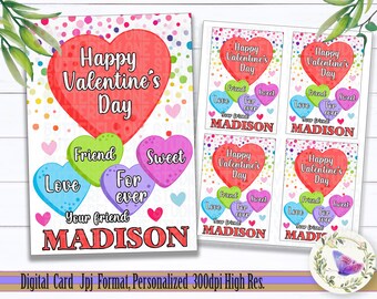 Conversation Hearts Valentine Printable - Etsy