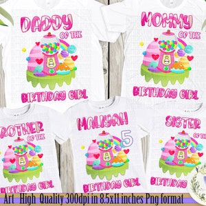 PNG, T-Shirt  Candyland  Birthday Theme, Png  Digital File , Iron Transfer, Candyland Mommy ,Daddy  Birthday , Personalized, Digital Files