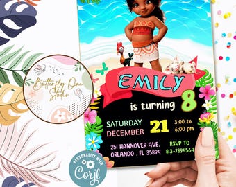 Printable Baby Moana 2 Party  Invitation, Baby Moana 2  Invitation, Moana Baby  Birthday Party Invitation , Moana Party Supplies Party Decor