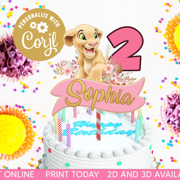 Imprimible Nala Girl Cake Topper, Nala Lion King Cake Topper fiesta de cumpleaños, Descarga digital Nala Lion King Cake Topper, Descarga instantánea