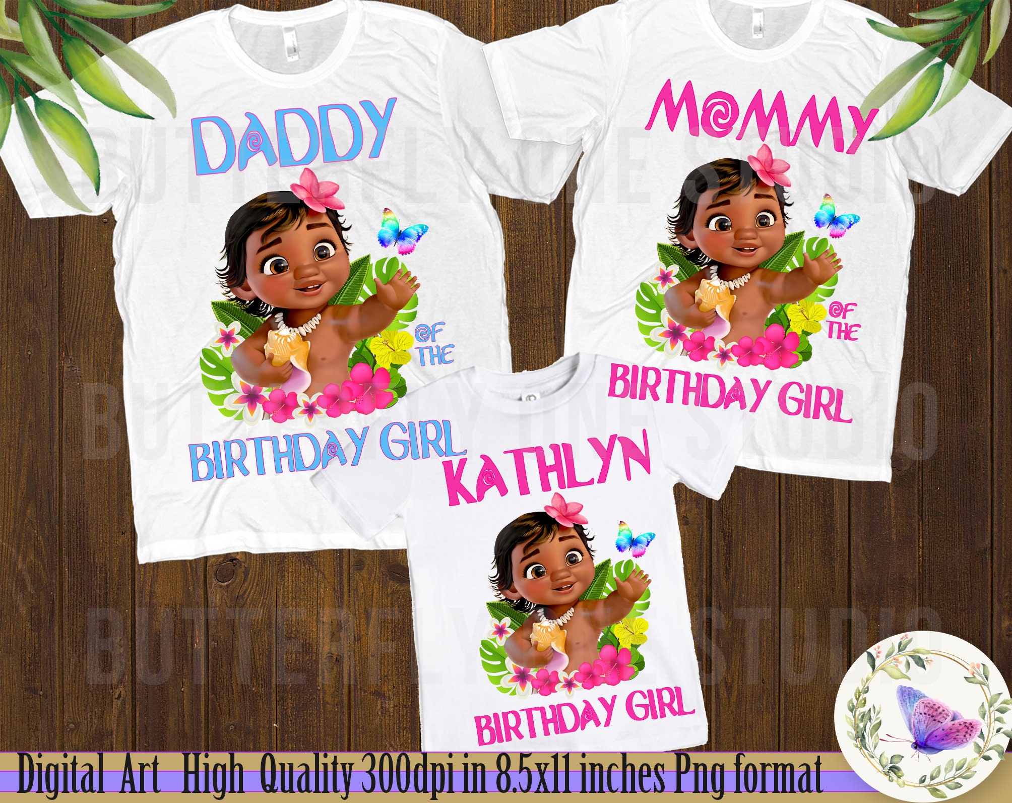Png T Shirt Baby Moana Birthday Girl Png Digital File Iron Etsy