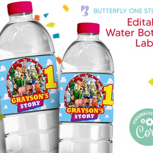 Toy Story Movie Water Labels Toy Story Party Decorations Birthday Party Printables Toy Story Woody Buzz Water Labels Theme EDITABLE Instant