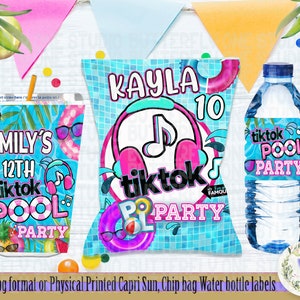BUNDLE Musical Capri Sun , Chip Bag und Wasserflasche Etiketten, Digital oder Physisch , Musical Pool Party , Pool Geburtstag Party , Party Dekor