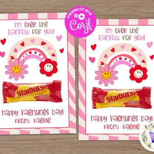 Imprimible sobre la tarjeta de regalo de San Valentín del arco iris, tarjeta de regalo de intercambio en el aula para San Valentín, plantilla de regalo de tarjeta de San Valentín del arco iris