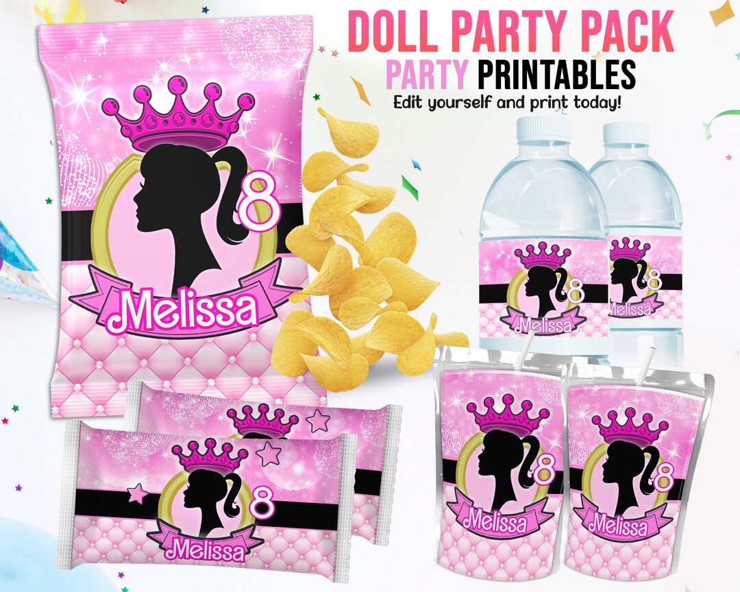 EDITABLE Doll Party Pack Template, Doll Party Birthday Theme Kit ...