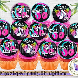 Printable Music Party Cupcakes  Toppers, Musical Party Cupcakes Topper, Musical Cupcake Toppers Party Supplies, Music Party Theme Topper