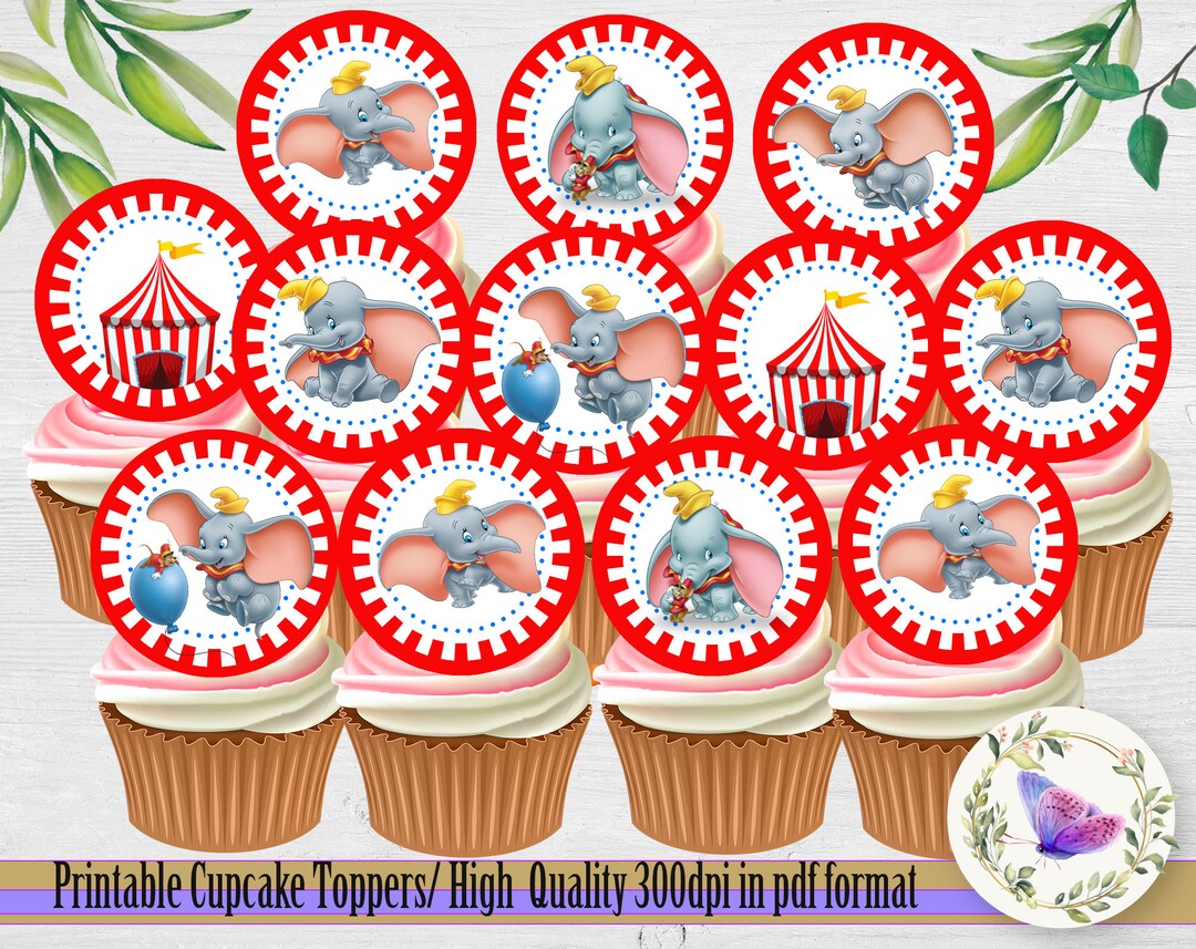 Printable Circus Dumbo Cupcake Toppers Circus Cupcake Topper - Etsy