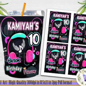 Musical Capri Sun Labels  Printable, Musical Capri Sun, Musical Birthday Girl , Dance Birthday Party , Musical Party, Customized Capri Sun