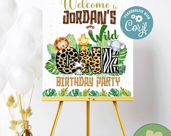 Editable Welcome Sign Wild One ,3 sizes Welcome Sign Party Decor, Baby Wild One Party Editable Welcome Sign, Instant Dowload, Digital File