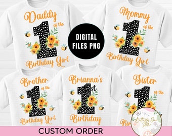 Bee Birthday Tshirt Design Digital Png, Pack T-shirt Design Birthday Girl,Png Digital File,Bee Theme Girl Birthday,Personalized, Sublimation