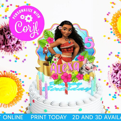 Printable Cake Topper Moana Birthday Party Printable Cake - Etsy