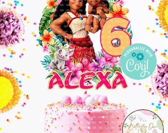 EDITABLE Moana Birthday Cake Topper, Moana 2 Birthday Party Personalized, Girl Birthday Party Printable Cake Topper,Editable Moana 2  Topper