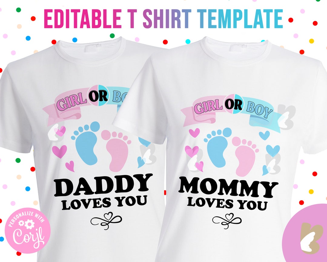 EDITABLE Gender Reveal T Shirt, Boy or Girl Birthday Tshirt, Boy or