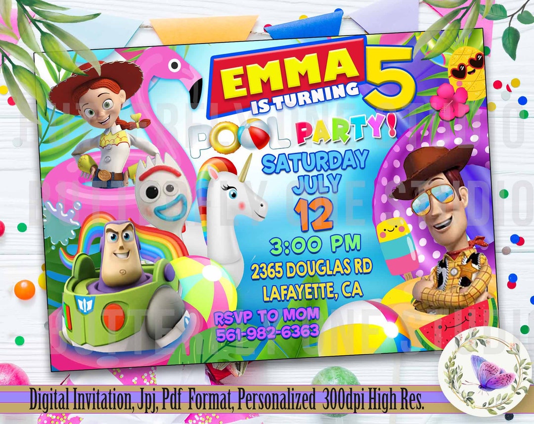 Printable Toy Story Pool Party Invitation Toy Story Etsy