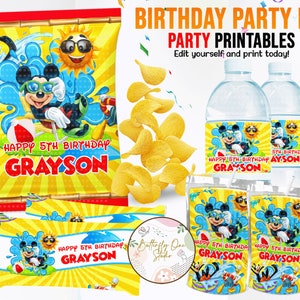 EDITIERBARE Pool Party Kit Vorlage, Pool Party Geburtstag Thema Kit, Sofortiger Download Pool Geburtstag Kit, Rice Krispies, Wasseretiketten, Chip Tasche