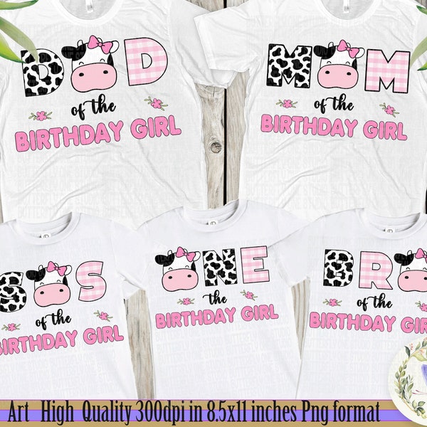 Pack  Family Cow Birthday Png Family Cow 5 Design Girl, Png Birthday Cow ,Png Cute Kid Farm Cow Birthday Png,Cow,Png Farm ,Instant  Download