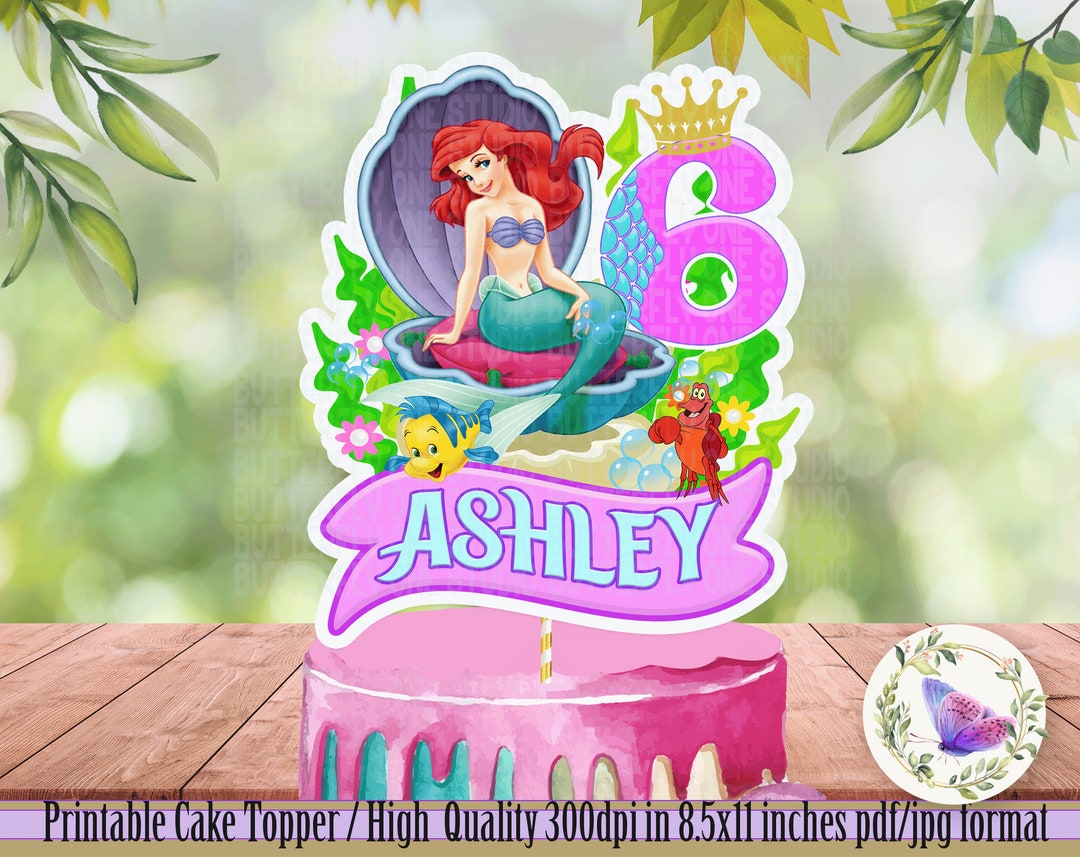 Printable Little Mermaid Cake Topper Digital File Jpg Pdf - Etsy