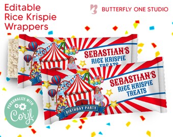 EDITABLE Carnival Circus Rice Krispies Labels, Birthday Rice Krispies Template, Carnival Rice Krispies Labels, Instant Download Template