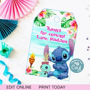 Editable Kids Thank You Tags, Digital File  Birthday Thank you tags  Birthday Party Thank you tags , Thank You Tags for Birthday  Kids Party