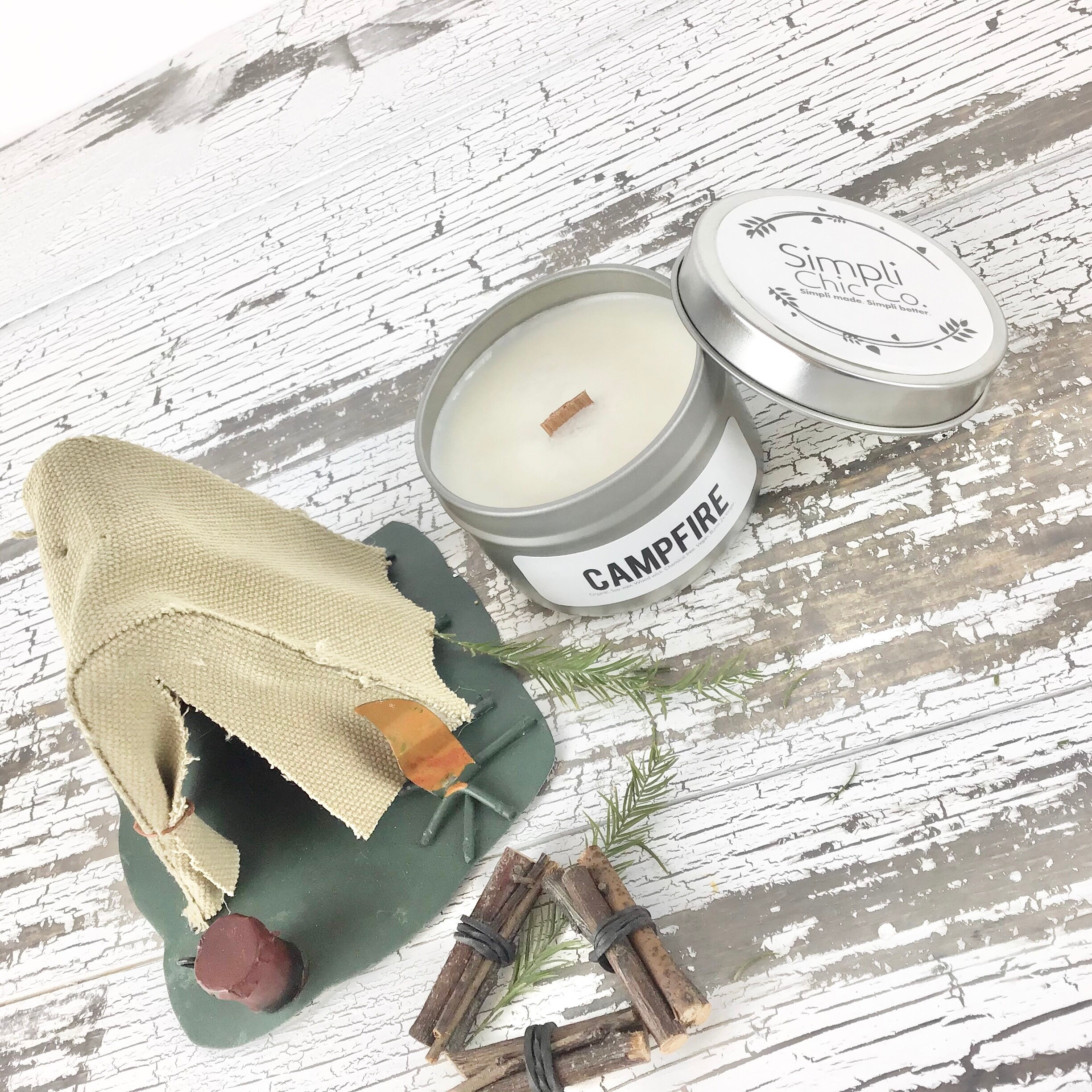Campfire scented candle organic soy candles wood wick Etsy