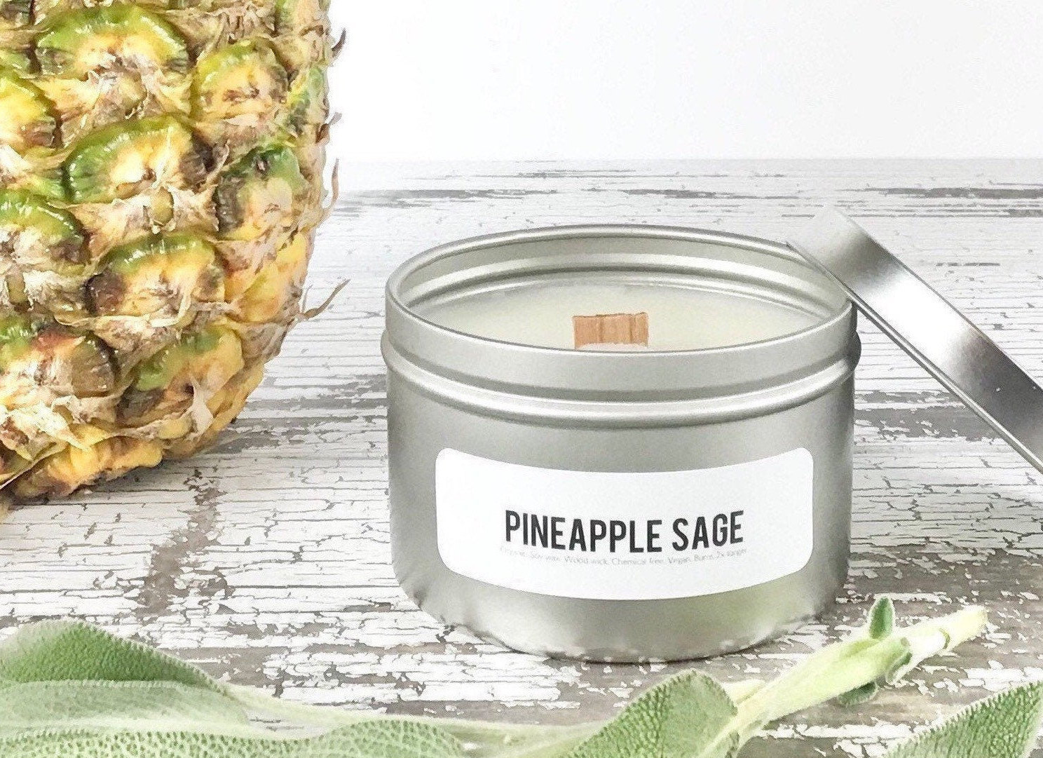Pineapple Sage scented candle organic soy candles wood Etsy