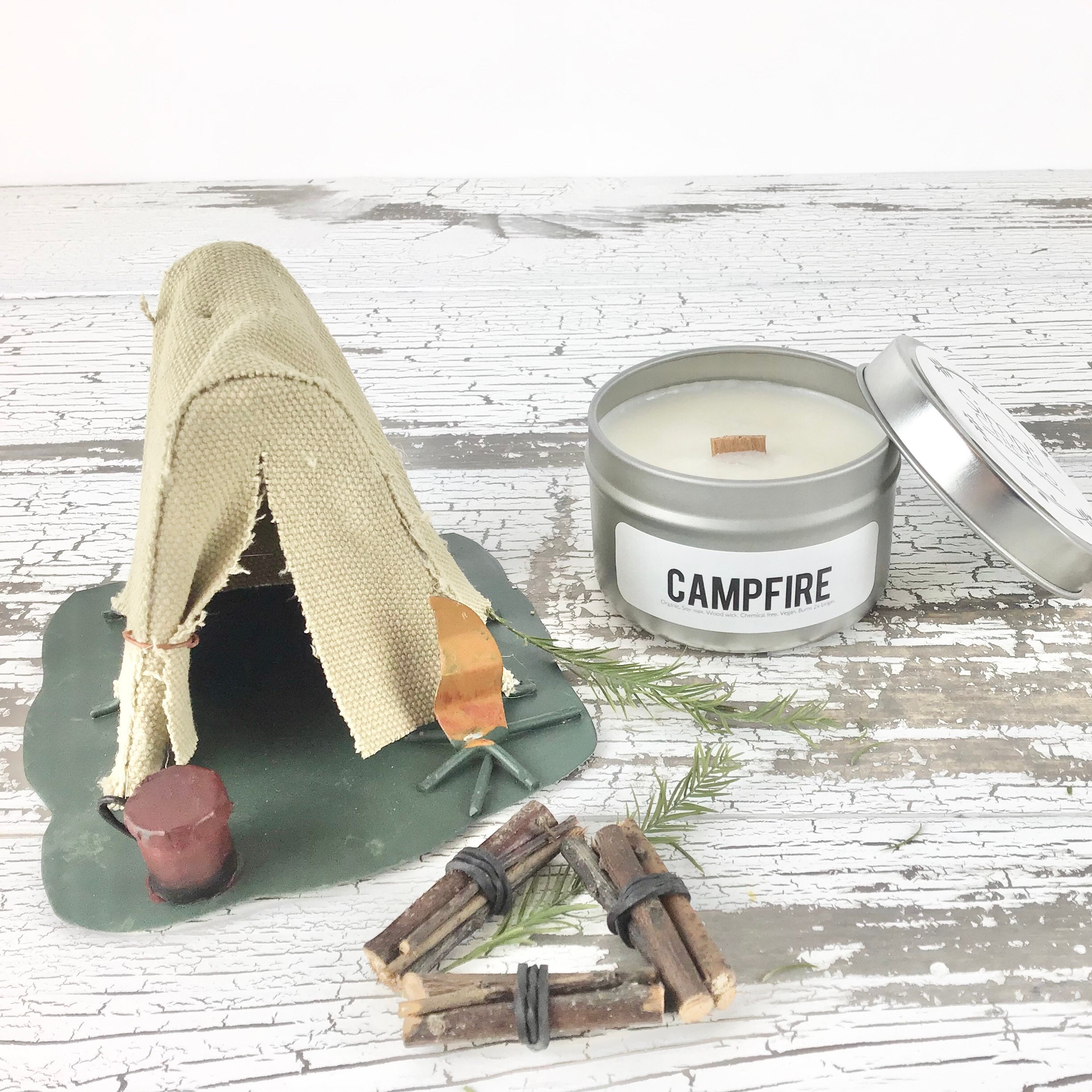 Campfire scented candle organic soy candles wood wick Etsy