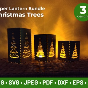 Christmas Lantern SVG, 3D Lantern Bundle, Christmas lantern template, Paper Lamp File, SVG Cricut, Silhouette, Tealight lantern