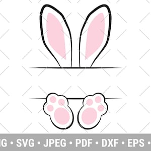 Easter Bunny Ears & Feet - Easter SVG - Custom Name - Digital Download - Bunny SVG - Files for Cricut - Cut File - Digital - svg