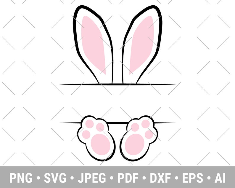 Easter Bunny Ears & Feet Easter SVG Custom Name Digital Etsy