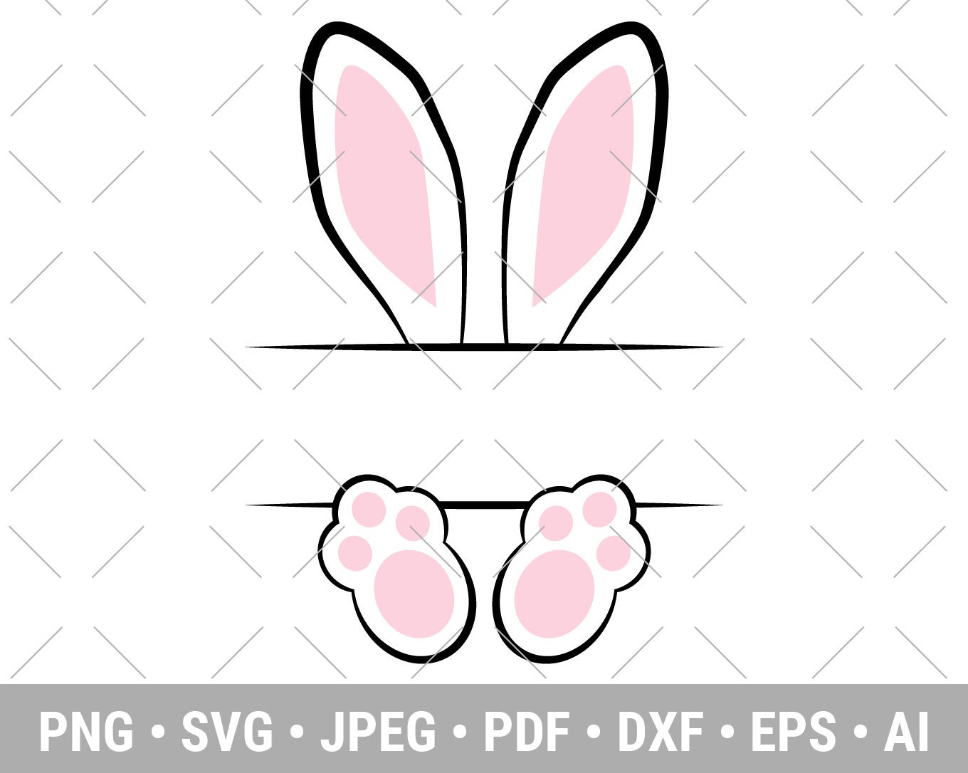 Download Easter Bunny Ears & Feet Easter SVG Custom Name Digital | Etsy