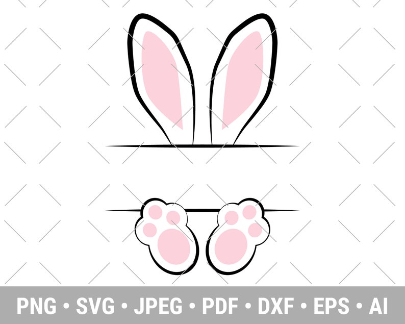 Easter Bunny Ears & Feet  Easter SVG  Custom Name  Digital image 0