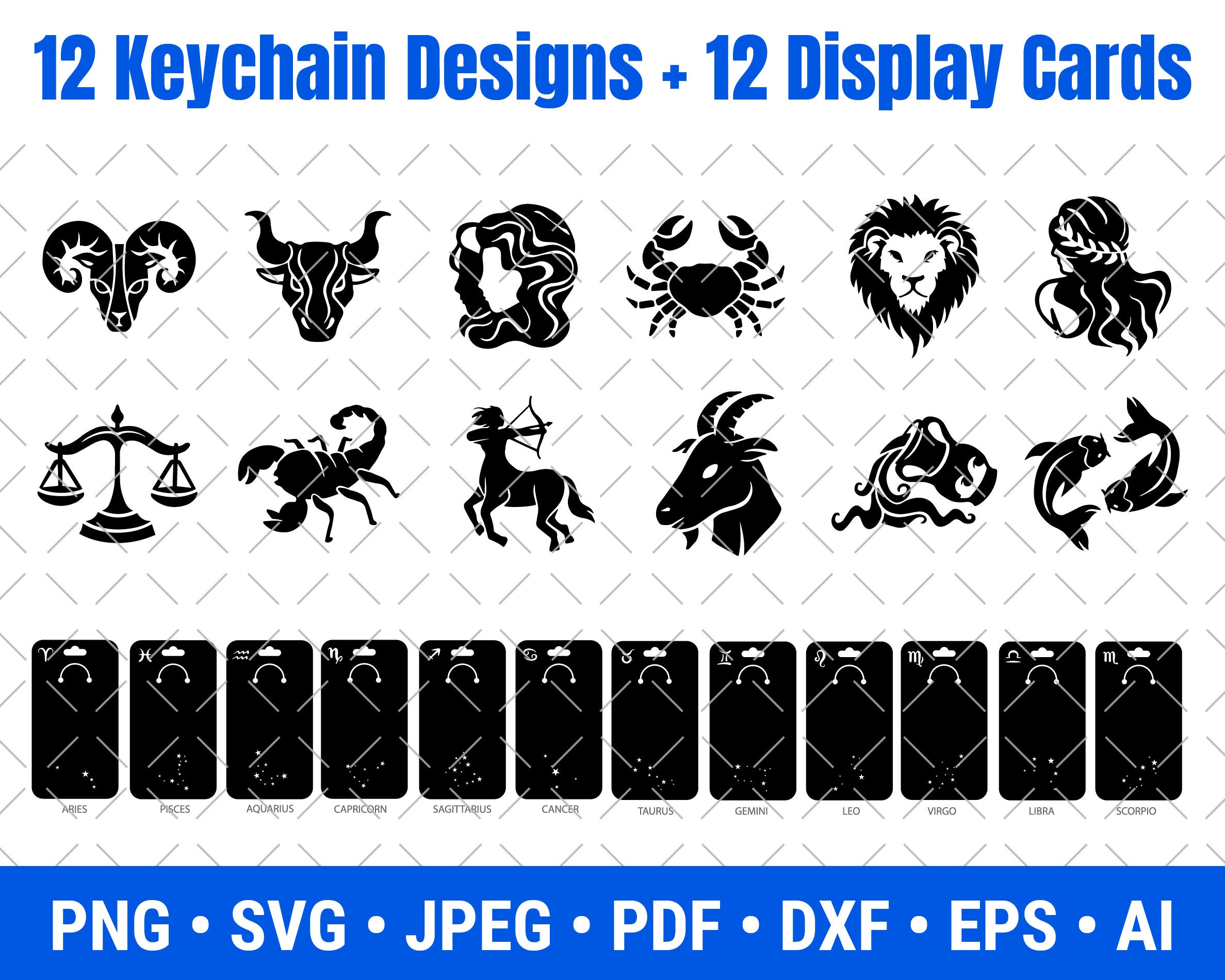 Astrology Keychain Svg Bundle, Zodiac SVG, Astrology Sign Keychain ...