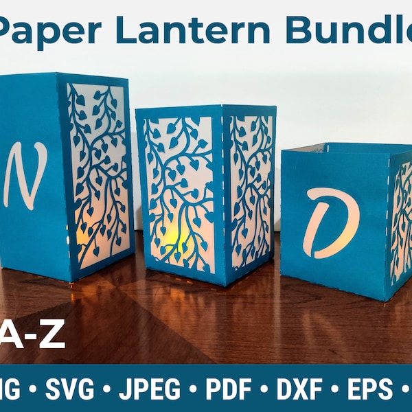 Alphabet Lantern SVG, 3D Lantern Bundle, Alphabet lantern template, Luminary Decor Centerpiece, LED Lantern, SVG Cricut, Silhouette