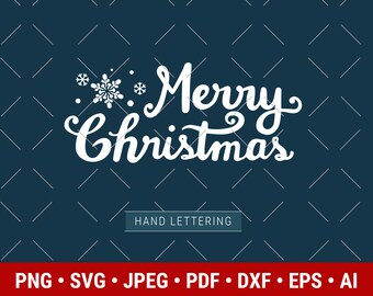 Pode incluir: Texto branco em fundo azul escuro que diz "Feliz Natal" com um desenho de floco de neve estilizado sobre o texto. O texto está em uma fonte de letra manuscrita. O texto "HAND LETTERING" aparece abaixo do texto principal.