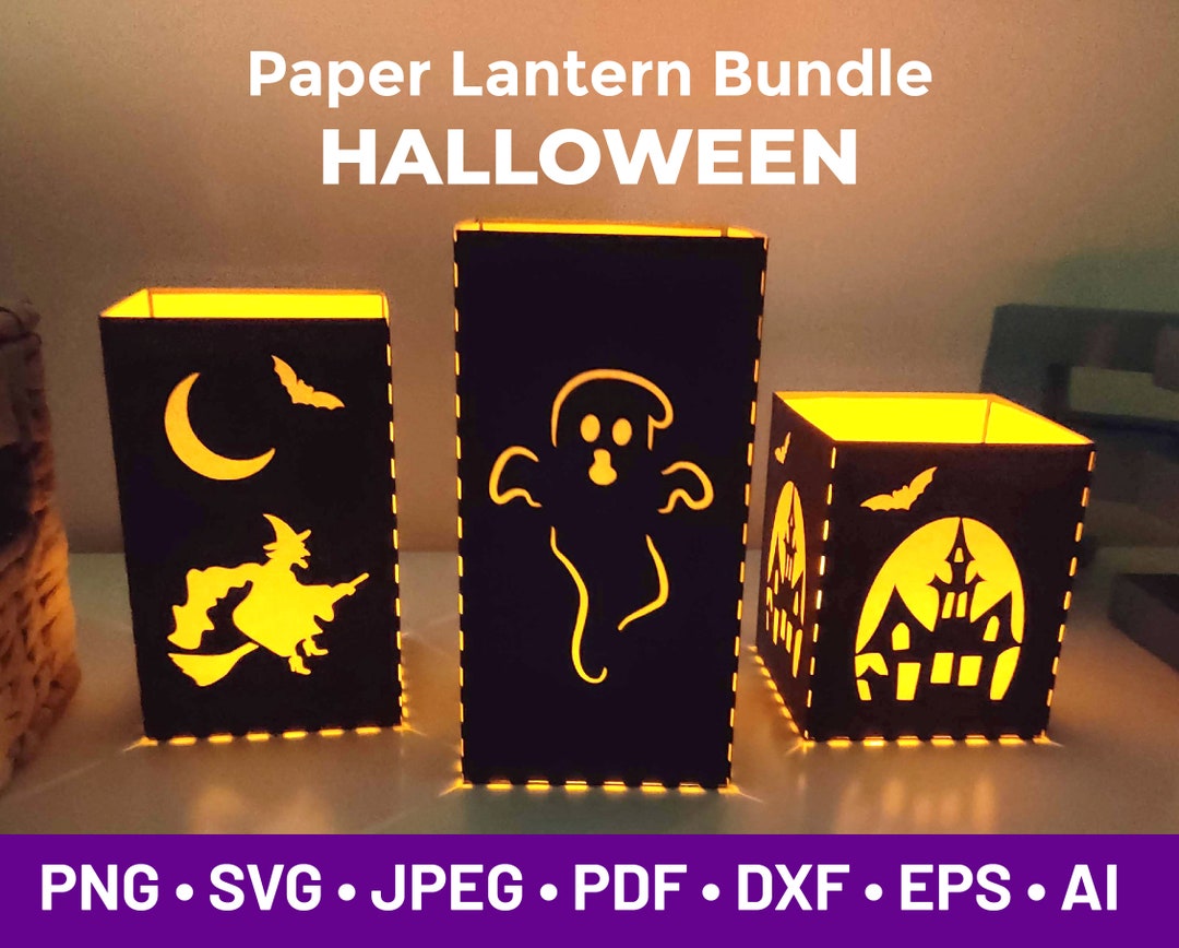 Halloween Lantern SVG, 3D Lantern Bundle, Halloween Lantern Template