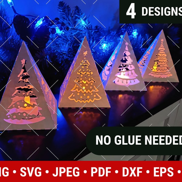 Christmas Lantern SVG, 3D Lantern Bundle, Christmas Pyramid template, Luminary Decor Centerpiece, LED Lantern, SVG Cricut, Silhouette