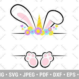 Osterhase Einhorn Ohren und Füße - Ostern SVG - Ostern Einhorn - digitaler Download - Hase SVG - Dateien für Cricut - Bunny Fuß