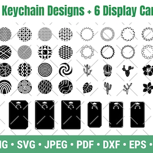 Keychain Svg Bundle with Display Cards, Keychain SVG, Keychain Display Cards, Circle Keychain Svg, Keychain Patterns, Patterns Svg