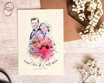 Personalisierte Save the Date Karten, Personalisiertes Save the date, Paar Portrait Illustration, Personalisiertes Hochzeitspapier, Minimalistische Hochzeit