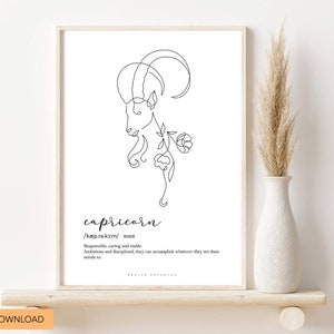 CAPRICORN ZODIAC PRINT, Capricorn definition, Zodiac gifts, Capricorn poster, Astrology print, Capricorn horoscope illustration, Digital