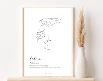 LIBRA ZODIAC PRINT, Libra definition print, Self gift, Libra poster, Astrology print, Libra, Libra constellation, Zodiac print, Libra print