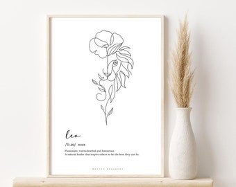 LEO ZODIAC PRINT, Star sign poster, Zodiac gifts, Leo poster, Astrology poster, Leo illustration, Horoscope, Digital art, Digital download