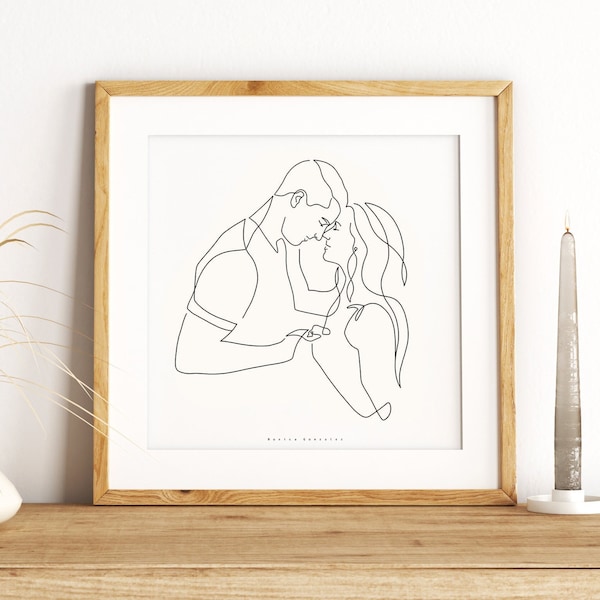 CUSTOM LINE PORTRAIT, Line art illustration, Personalized line drawing from photo, Custom couple portrait, Personalized gifts