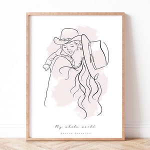 CADEAU DE LA FÊTE DES PÈRES, Dessin au trait personnalisé, Cadeau pour papa, Portrait dillustration de famille personnalisé, Cadeaux personnalisés pour lui, Cadeau de beau-père image 6