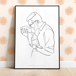 CADEAU DE LA FÊTE DES PÈRES, Dessin au trait personnalisé, Cadeau pour papa, Portrait dillustration de famille personnalisé, Cadeaux personnalisés pour lui, Cadeau de beau-père image 2