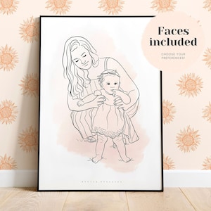 CUSTOM LINE DRAWING, Line art portrait, Custom couple portrait, Family illustration, Drawing from photo, Personalised gift, Custom artwork
