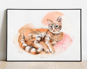 CUSTOM PET PORTRAIT drawing from photo, Watercolour pet painting, Pet loss gift, Pet illustration, Dog painting, Pet drawing, Cat portrait